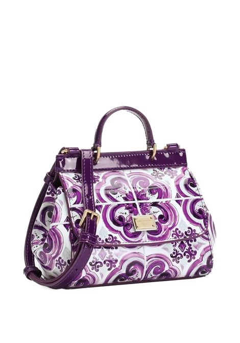 Borsa a Mano Sicily Con Stampa Maiolica Viola DOLCE & GABBANA KIDS | EB0003-AQ975I03TN